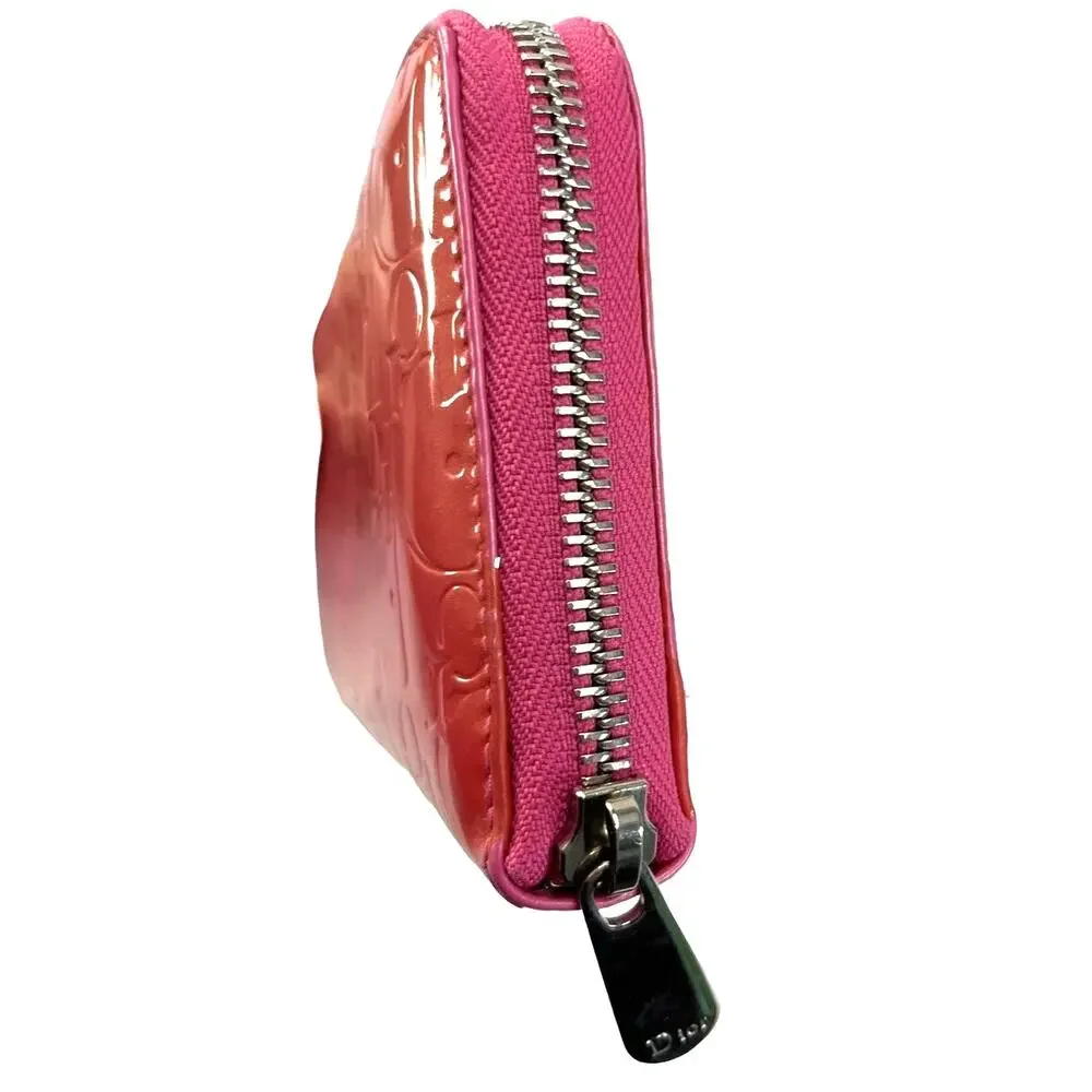 Christian Dior Pink Patent Leather Diorissimo Monogram Zip Around Wallet Italy